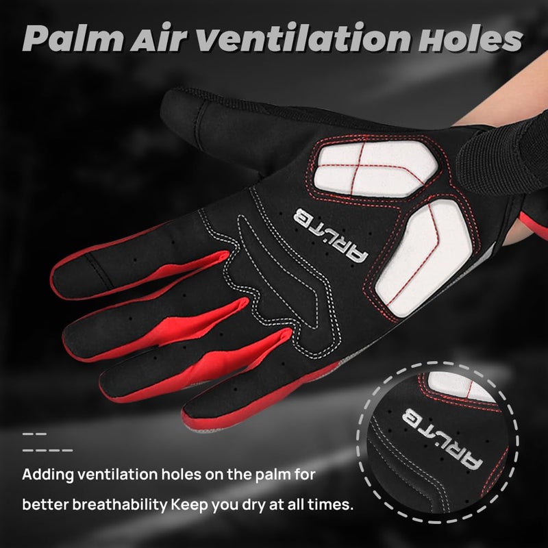 Arltb Bike Gloves Bicycle Cycling Biking Gloves Mitts Full Finger Pad Breathable Lightweight For Bike Riding Mountain Bike Motorcycle Free Cycle BMX Lifting Fitness Climbing, Grey, Medium - Image 5